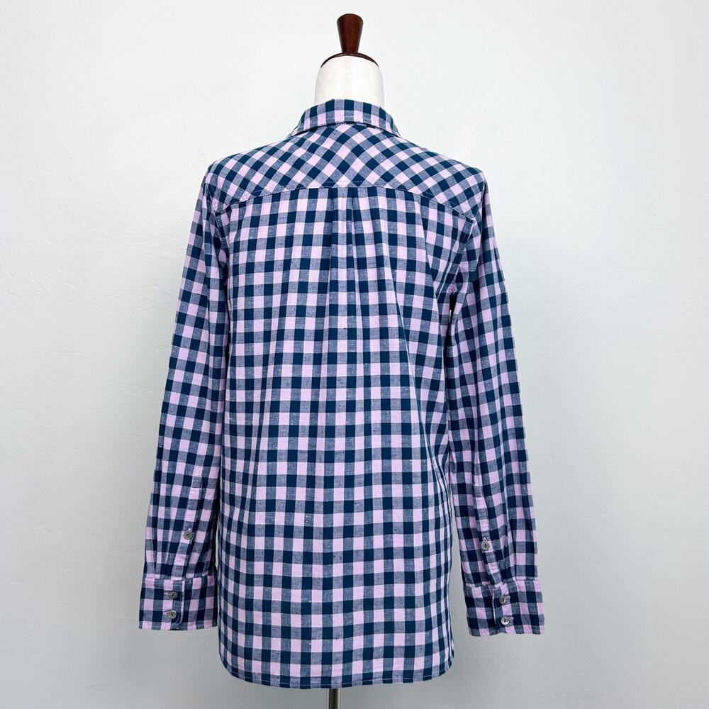 J. Crew Blue Lilac Gingham Check Woven 100% Cotton Popover Collared Shirt SIZE 4 - Picture 7 of 10